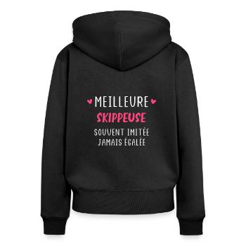 Meilleure skippeuse - Sweat à capuche zippé Premium bio Femme - noir - Dos - Julia (174cm)