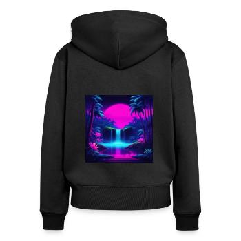 Neon Waterfall - Women's Premium Organic Zip Hoodie - black - Back - Julia (174cm)