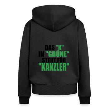 Witze Grüne Grünen Partei Öko Sprüche Klima Co2 - Frauen Premium Bio Zip Hoodie - Schwarz - Hinten - Julia (174cm)