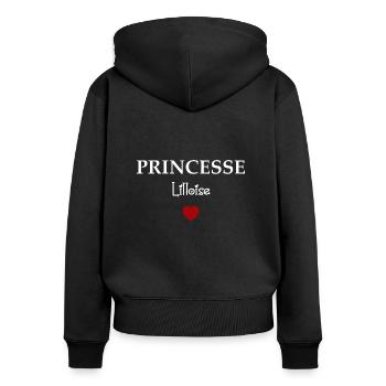 Princesse lilloise - Sweat à capuche zippé Premium bio Femme - noir - Dos - Julia (174cm)
