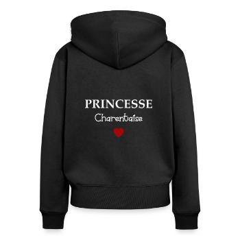 Princesse charentaise - Sweat à capuche zippé Premium bio Femme - noir - Dos - Julia (174cm)