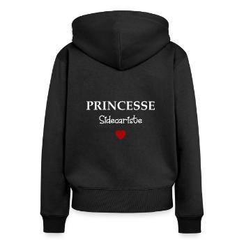 Princesse sidecariste - Sweat à capuche zippé Premium bio Femme - noir - Dos - Julia (174cm)