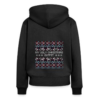 Cadeau de Noël moche - Sweat à capuche zippé Premium bio Femme - noir - Dos - Julia (174cm)