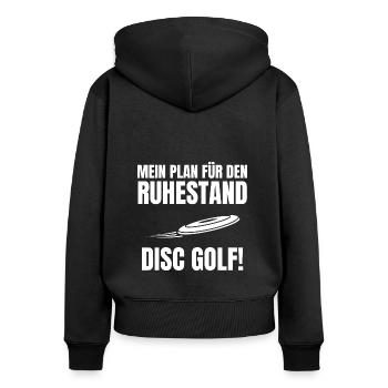 Ruhestand Disc Golf Frisbee Geschenk - Frauen Premium Bio Zip Hoodie - Schwarz - Hinten - Julia (174cm)