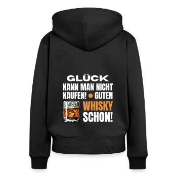 Lustiger Spruch Whisky Glück Geschenk - Frauen Premium Bio Zip Hoodie - Schwarz - Hinten - Julia (174cm)
