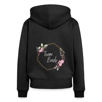 Team Bride Blumen Hochzeit Geschenk - Frauen Premium Bio Zip Hoodie - Schwarz - Hinten - Julia (174cm)