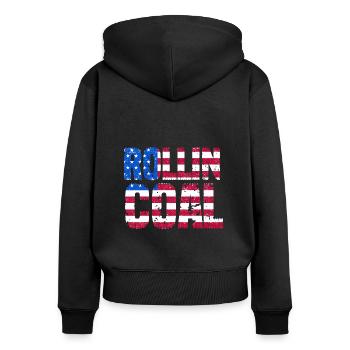 USA Carbon Roller Design for Diesel Drivers - Women's Premium Organic Zip Hoodie - black - Back - Julia (174cm)