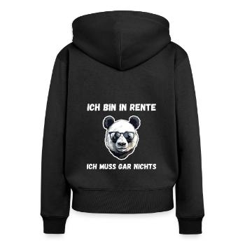 Ich bin in Rente Lustiges Ruhestand Geschenk - Frauen Premium Bio Zip Hoodie - Schwarz - Hinten - Julia (174cm)