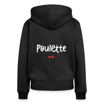 Poulette - Sweat à capuche zippé Premium bio Femme - noir - Dos - Julia (174cm)