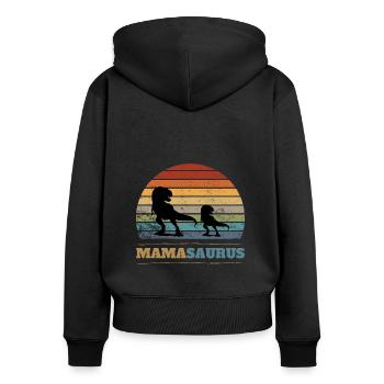 Mamasaurus Mama Dino Geschenk Mutter - Frauen Premium Bio Zip Hoodie - Schwarz - Hinten - Julia (174cm)