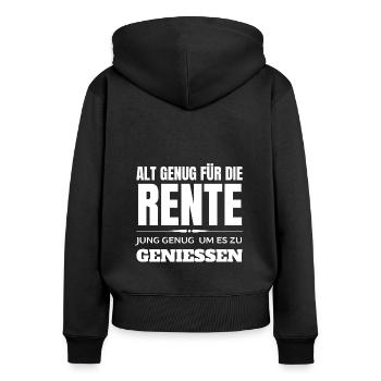 Lustiger Rente Spruch Ruhestand - Frauen Premium Bio Zip Hoodie - Schwarz - Hinten - Julia (174cm)