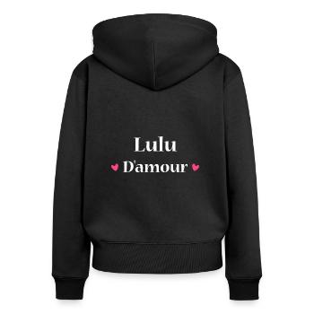 lulu d'amour - Sweat à capuche zippé Premium bio Femme - noir - Dos - Julia (174cm)