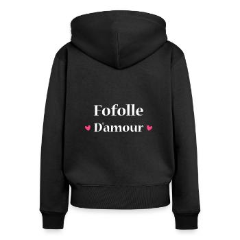 Fofolle d'amour - Sweat à capuche zippé Premium bio Femme - noir - Dos - Julia (174cm)