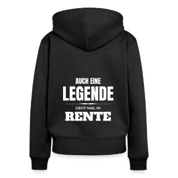 Auch eine Legende geht mal in Rente Lustig - Frauen Premium Bio Zip Hoodie - Schwarz - Hinten - Julia (174cm)