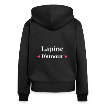 lapine d'amour - Sweat à capuche zippé Premium bio Femme - noir - Dos - Julia (174cm)