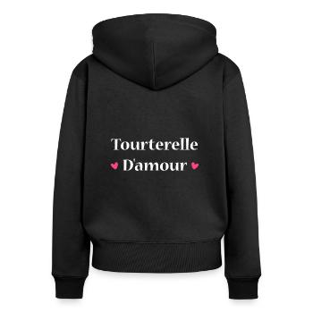 tourterelle d'amour - Sweat à capuche zippé Premium bio Femme - noir - Dos - Julia (174cm)