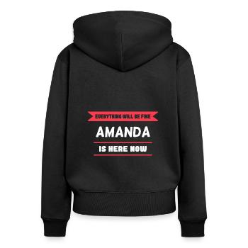 Amanda Name Spruch für stolze Amandas - Frauen Premium Bio Zip Hoodie - Schwarz - Hinten - Julia (174cm)