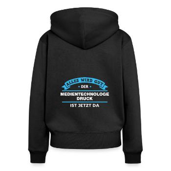 Medientechnologe Druck Design für stolze Profis - Frauen Premium Bio Zip Hoodie - Schwarz - Hinten - Julia (174cm)