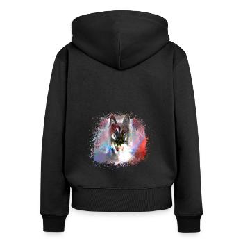 german shepherd, dog, graffiti, German shepherd, - Women's Premium Organic Zip Hoodie - black - Back - Julia (174cm)
