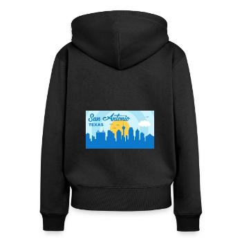 San Antonio Texas Skyline Design für stolze San - Frauen Premium Bio Zip Hoodie - Schwarz - Hinten - Julia (174cm)