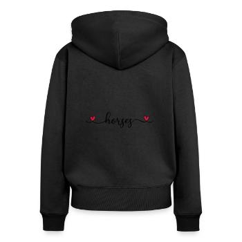 J'aime les chevaux - Sweat à capuche zippé Premium bio Femme - noir - Dos - Julia (174cm)