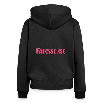 Paresseuse - Sweat à capuche zippé Premium bio Femme - noir - Dos - Julia (174cm)