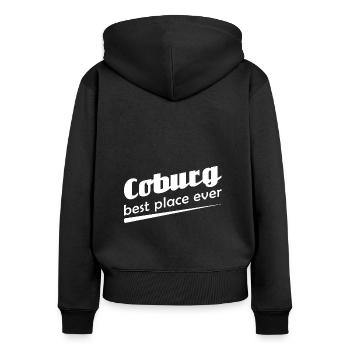 Coburg - Stadt best place ever - Frauen Premium Bio Zip Hoodie - Schwarz - Hinten - Julia (174cm)