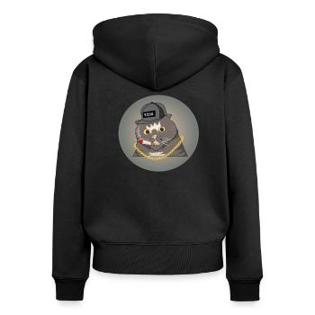Punk Katze Rauchen Cool Zigarette Geschenk - Frauen Premium Bio Zip Hoodie - Schwarz - Hinten - Julia (174cm)