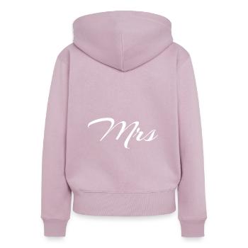Mr and Mrs, Mister and Misses Geschenkidee Paare - Frauen Premium Bio Zip Hoodie - Altrosa - Hinten - Julia (174cm)