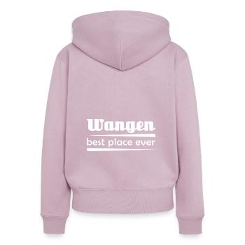 Wangen - Stadt best place ever - Frauen Premium Bio Zip Hoodie - Altrosa - Hinten - Julia (174cm)