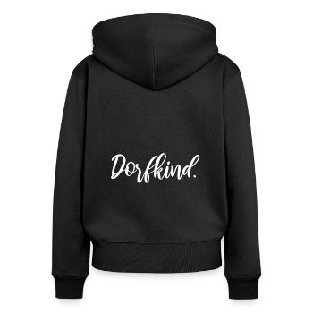 Dorfkind. - Frauen Premium Bio Zip Hoodie - Schwarz - Hinten - Julia (174cm)