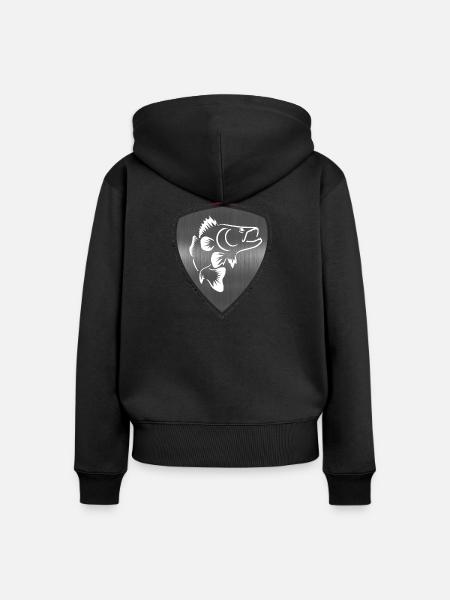 Zander Angeln Wappen - Frauen Premium Bio Zip Hoodie - Schwarz