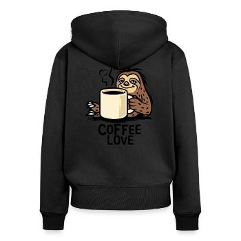 Sloth Coffee Love Cartoon - Women's Premium Organic Zip Hoodie - black - Back - Julia (174cm)