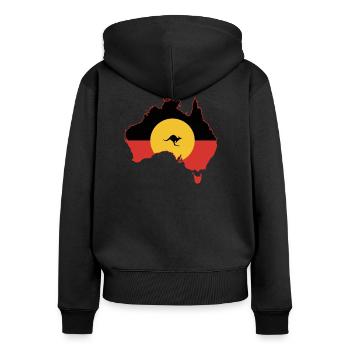 Aboriginal Flag T Shirt Australien Flagge Geschenk für Au - Frauen Premium Bio Zip Hoodie - Schwarz - Hinten - Julia (174cm)
