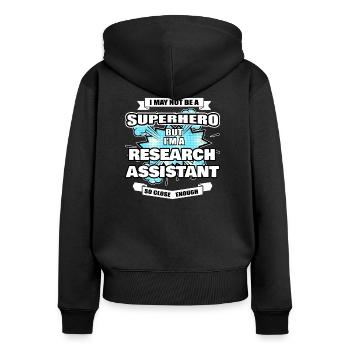 Research Assistant Gift Superhero Research Assista - Women's Premium Organic Zip Hoodie - black - Back - Julia (174cm)