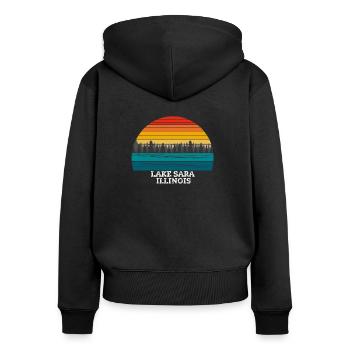Lac Sara Illinois - Sweat à capuche zippé Premium bio Femme - noir - Dos - Julia (174cm)
