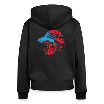 Betta Splendens Graffiti Siamesischer Kampffisch - Frauen Premium Bio Zip Hoodie - Schwarz - Hinten - Julia (174cm)