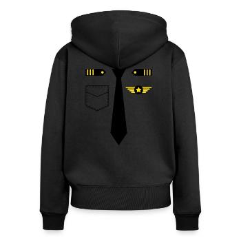 Costume de pilote T-shirt Déguisement de pilote simple - Sweat à capuche zippé Premium bio Femme - noir - Dos - Julia (174cm)