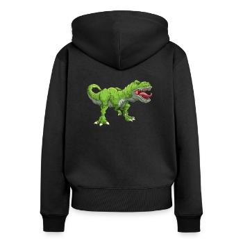 Tyrannosaurus T Rex Dinosaurier Dino - Frauen Premium Bio Zip Hoodie - Schwarz - Hinten - Julia (174cm)