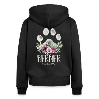 Chien de montagne bernois - Sweat à capuche zippé Premium bio Femme - noir - Dos - Julia (174cm)