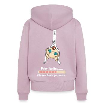 Baby Schwangerschaft Loading Schwanger Babybauch - Frauen Premium Bio Zip Hoodie - Altrosa - Hinten - Julia (174cm)