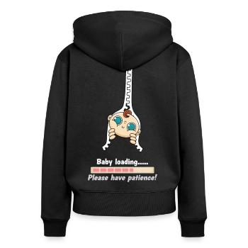 Baby Schwangerschaft Loading Schwanger Babybauch - Frauen Premium Bio Zip Hoodie - Schwarz - Hinten - Julia (174cm)