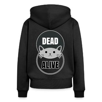 Schrödingers Katze Lustige Physiker Katze Physik - Frauen Premium Bio Zip Hoodie - Schwarz - Hinten - Julia (174cm)