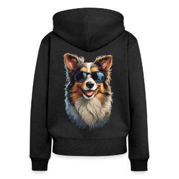 Border Collie ami chiens de compagnie Design - Sweat à capuche zippé Premium bio Femme - noir - Dos - Julia (174cm)