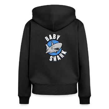 Hai - Frauen Premium Bio Zip Hoodie - Schwarz - Hinten - Julia (174cm)