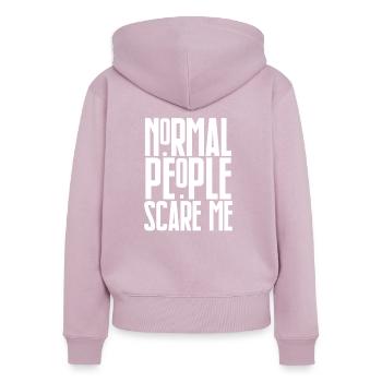 Normal People Scare Me - Sweat à capuche zippé Premium bio Femme - rose poudré - Dos - Julia (174cm)
