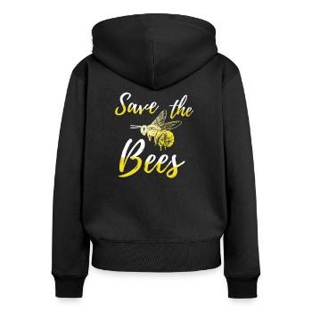 Sauvez les abeilles - Sweat à capuche zippé Premium bio Femme - noir - Dos - Julia (174cm)