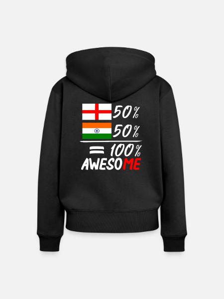 Half English Half Indian - Frauen Premium Bio Zip Hoodie - Schwarz