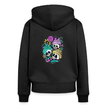 Cupcake Skulls. Dias de los Muertos. Tag der Toten - Frauen Premium Bio Zip Hoodie - Schwarz - Hinten - Julia (174cm)