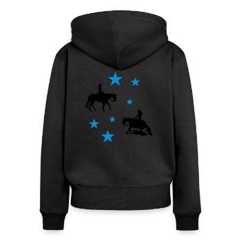 Plaisir & Reining étoiles - Sweat à capuche zippé Premium bio Femme - noir - Dos - Julia (174cm)